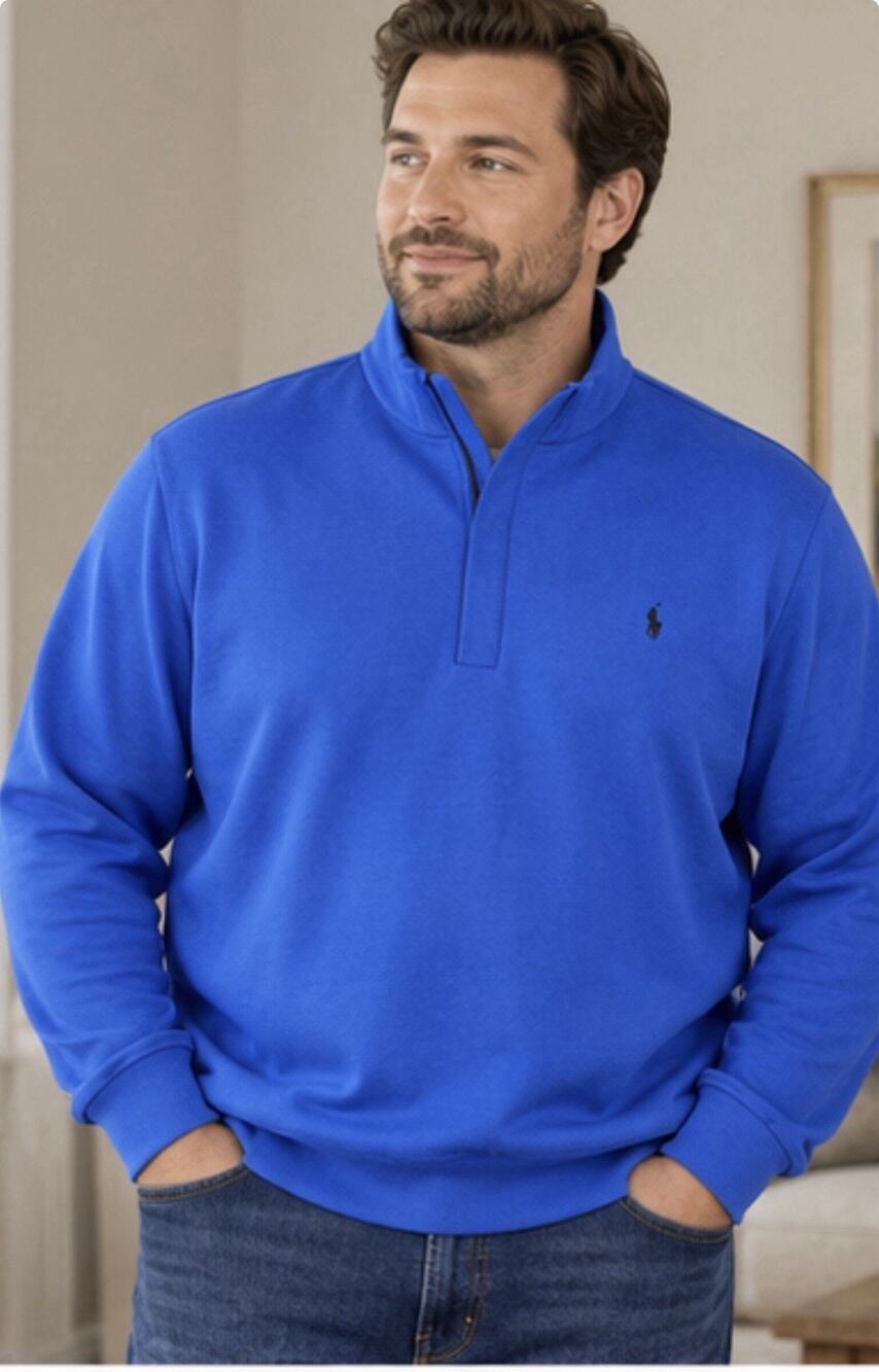 Polo Ralph Lauren Big & Tall Men’s 3XB Blue Quarter Zip Pullover Pony
